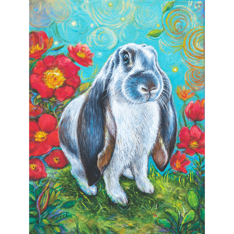 White Bunny and Red Poppies