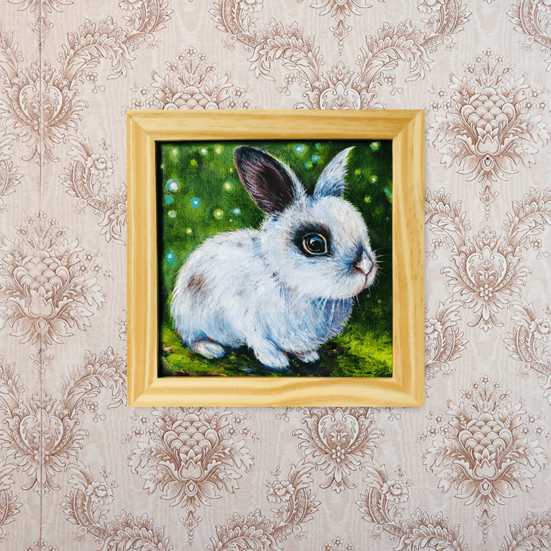 White Bunny in Green Pasture