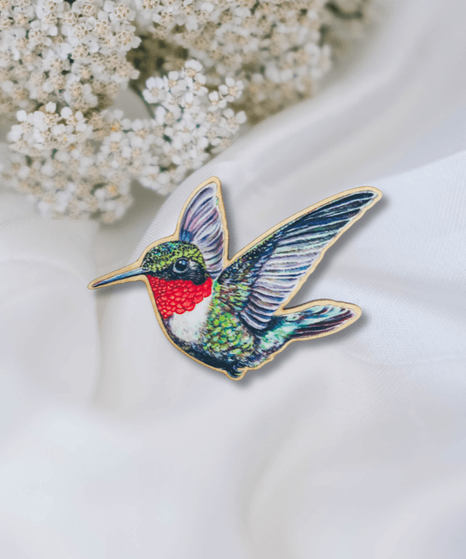 Ruby-throated Hummingbird Brooch