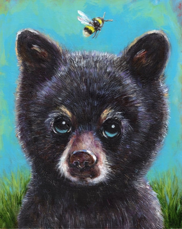 Black Bear Meets Bumblebee