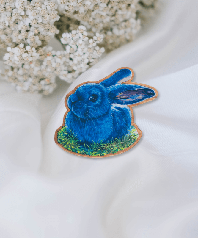 Blue Rabbit Brooch